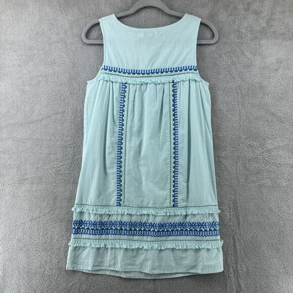 Vineyard Vines Dress Women 0 Crystal Blue Embroidered Shift Boat Neck Short New - Picture 7 of 13